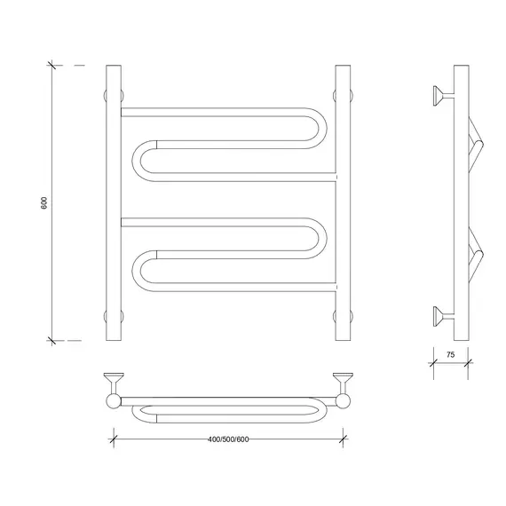 Полотенцесушитель Secado Валенсия 1 водяной, хром