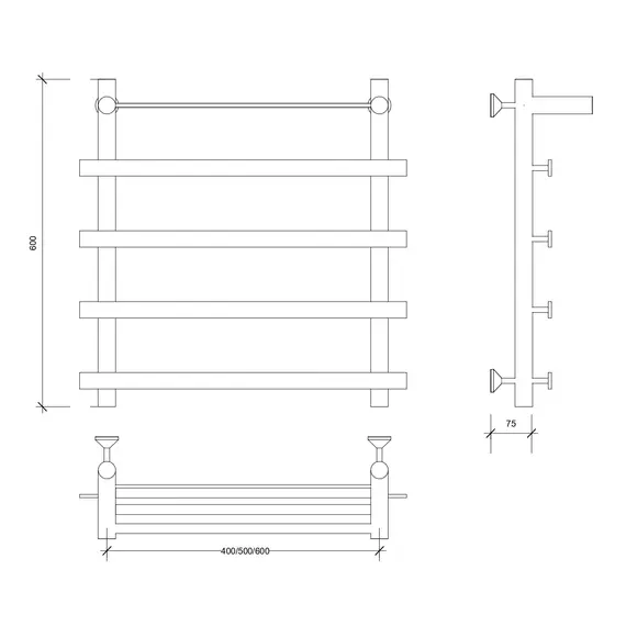 Полотенцесушитель Secado Понтида 1 СП с полочкой,  водяной, хром