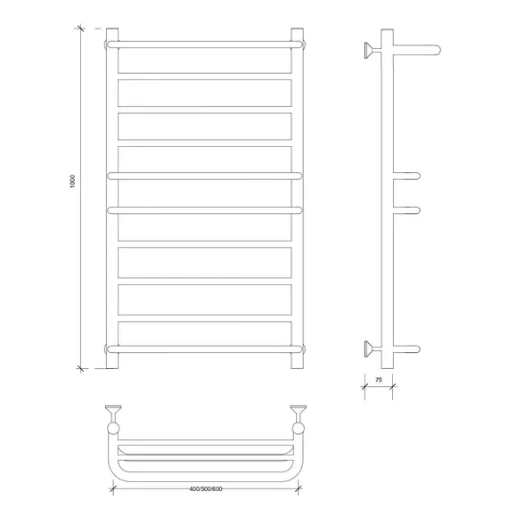 Полотенцесушитель Secado Верона 2 с полочкой водяной, хром