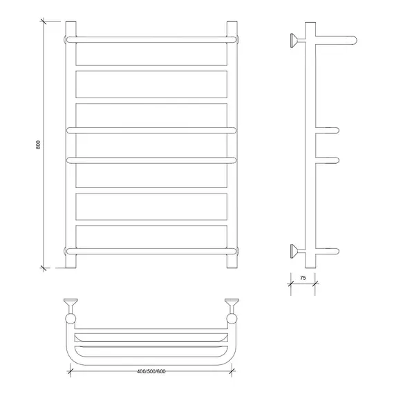 Полотенцесушитель Secado Верона 2 с полочкой водяной, хром