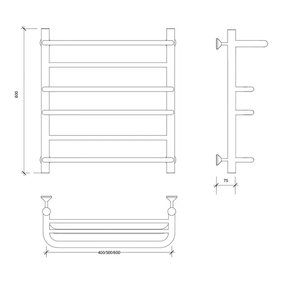 Полотенцесушитель Secado Верона 2 с полочкой водяной, хром