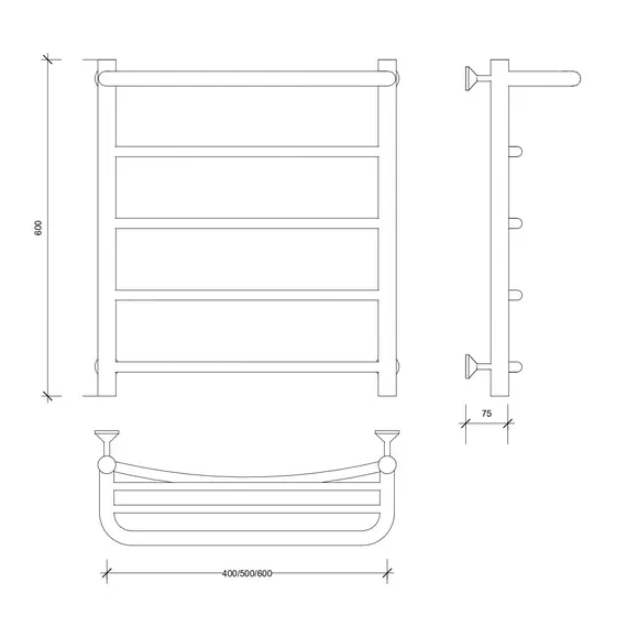 Полотенцесушитель Secado Милан 1 СП с полочкой , водяной, хром