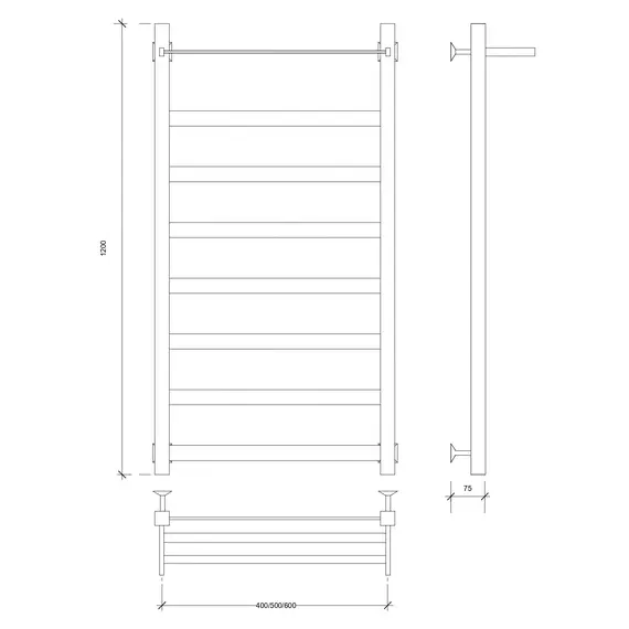 Полотенцесушитель Secado Комано 1 СП, с полочкой, водяной, хром