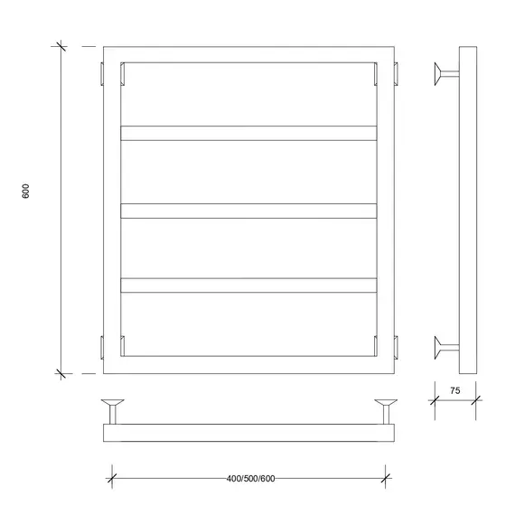 Полотенцесушитель Secado Парма 2 водяной, ЧЕРНЫЙ МАТОВЫЙ