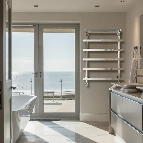 Полотенцесушитель Secado Понтида 1 КСП с крючками и полочкой , водяной, хром