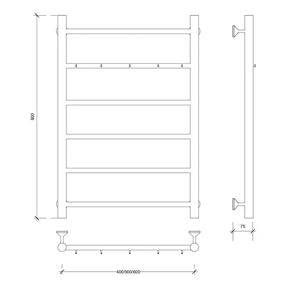 Полотенцесушитель Secado Триада 1 К ,с крючками, водяной, хром