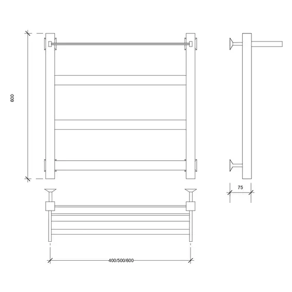 Полотенцесушитель Secado Комано 1 СП, с полочкой, водяной, хром