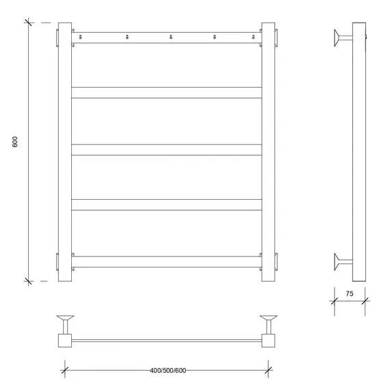 Полотенцесушитель Secado Корсико 1 К ,с крючками, водяной, хром