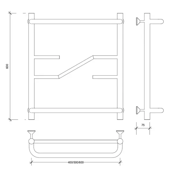 Полотенцесушитель Secado Риволи СП , с полочкой , водяной, хром