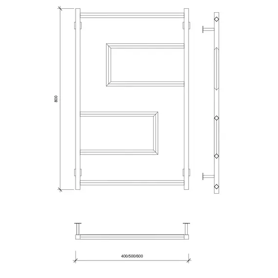 Полотенцесушитель Secado Рабби  водяной, ЧЕРНЫЙ МАТОВЫЙ