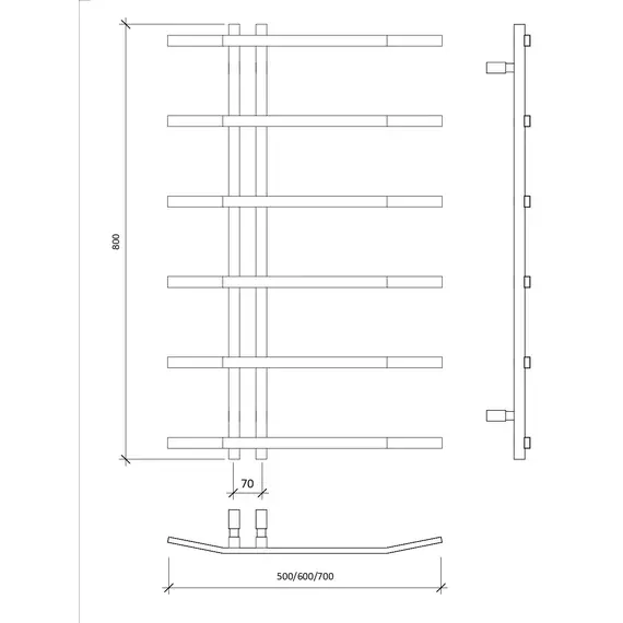 Полотенцесушитель Secado Милето  водяной, ЧЕРНЫЙ МАТОВЫЙ