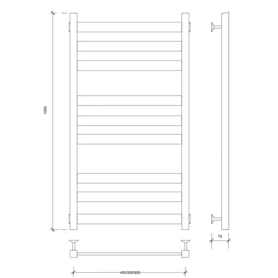 Полотенцесушитель Secado Комано 3  водяной, ЧЕРНЫЙ МАТОВЫЙ