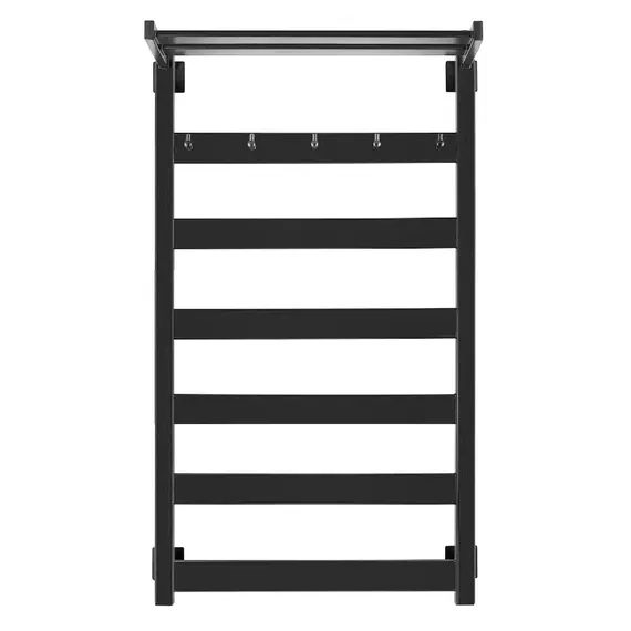 Полотенцесушитель Secado Комано 1 КСП, с крючками и полочкой, водяной, ЧЕРНЫЙ МАТОВЫЙ