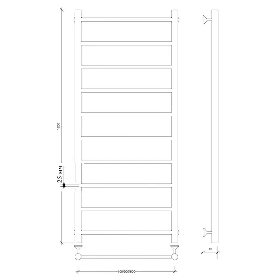 Полотенцесушитель Secado Триада 1+ ,водяной, хром