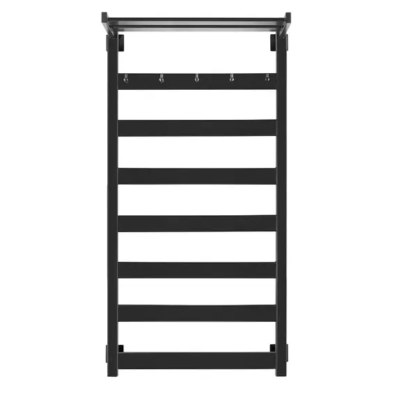 Полотенцесушитель Secado Комано 1 КСП, с крючками и полочкой, водяной, ЧЕРНЫЙ МАТОВЫЙ