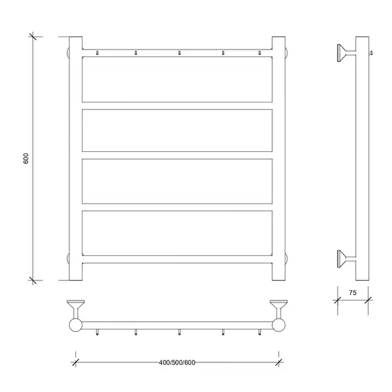 Полотенцесушитель Secado Триада 1 К ,с крючками, водяной, хром