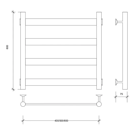 Полотенцесушитель Secado Комано 2 водяной, ЧЕРНЫЙ МАТОВЫЙ