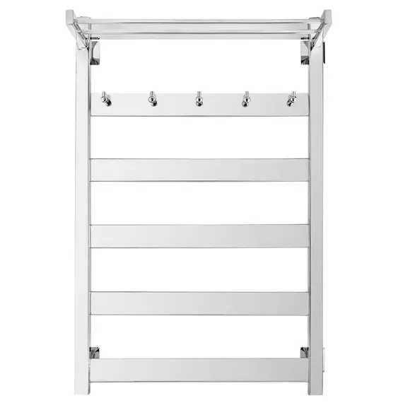 Полотенцесушитель Secado Комано 1 КСП, с крючками и полочкой, водяной, ЧЕРНЫЙ МАТОВЫЙ