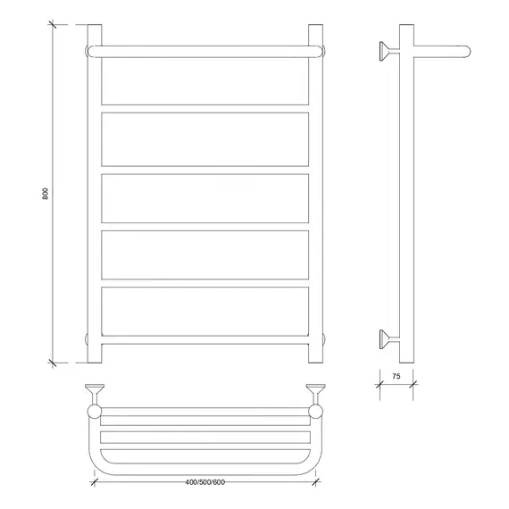 Полотенцесушитель Secado Триада 1 СП, с полочкой, водяной, хром