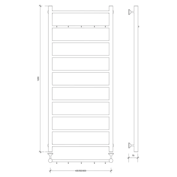 Полотенцесушитель Secado Триада 1 К ,с крючками, водяной, хром