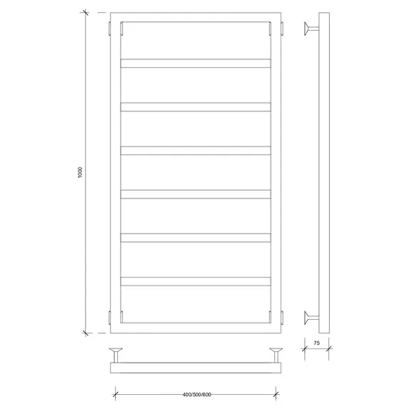Полотенцесушитель Secado Парма 2 водяной, ЧЕРНЫЙ МАТОВЫЙ