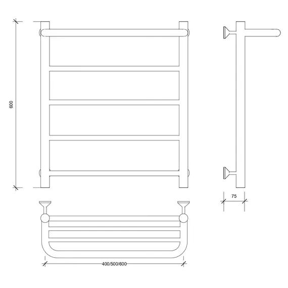 Полотенцесушитель Secado Триада 1 СП, с полочкой, водяной, хром