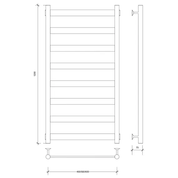 Полотенцесушитель Secado Комано 2 водяной, ЧЕРНЫЙ МАТОВЫЙ
