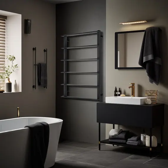 Полотенцесушитель Secado Лорето водяной, ЧЕРНЫЙ МАТОВЫЙ