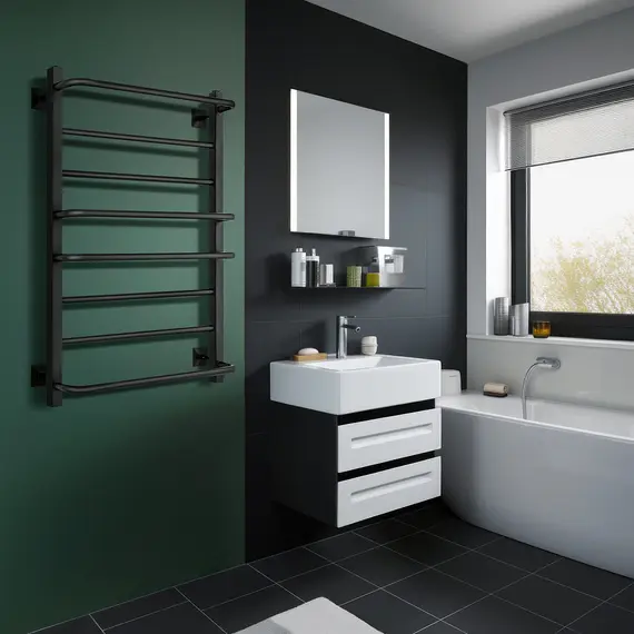 Полотенцесушитель Secado Модена 2  водяной, ЧЕРНЫЙ МАТОВЫЙ