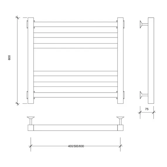 Полотенцесушитель Secado Корато 3 , водяной, ЧЕРНЫЙ МАТОВЫЙ