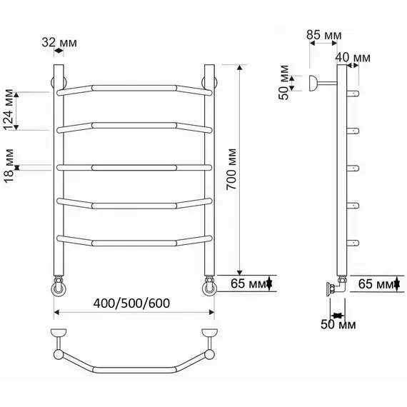 Полотенцесушитель латунный Secado Агата 1  водяной, бронза