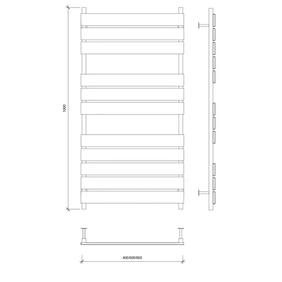 Полотенцесушитель Secado Мормано  водяной, ЧЕРНЫЙ МАТОВЫЙ
