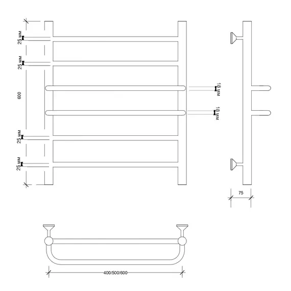 Полотенцесушитель Secado Триест, водяной, хром