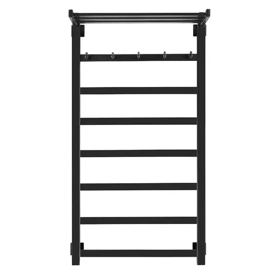 Полотенцесушитель Secado Корсико 1 КСП, с крючками и полочкой, водяной, ЧЕРНЫЙ МАТОВЫЙ