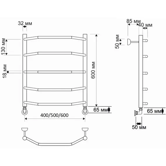 Полотенцесушитель латунный Secado Агата 1  водяной, бронза