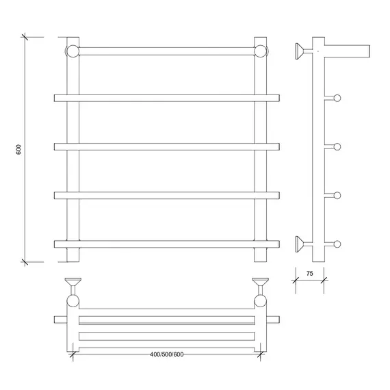 Полотенцесушитель Secado Турин 1 СП , водяной, хром