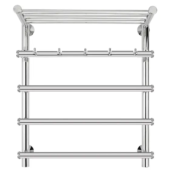 Полотенцесушитель Secado Турин 1 КСП, с крючками и полочкой, водяной, хром