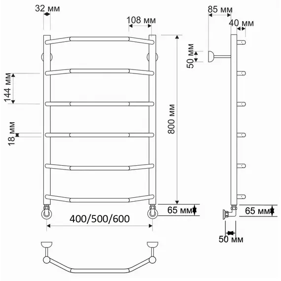 Полотенцесушитель латунный Secado Агата 1  водяной, бронза