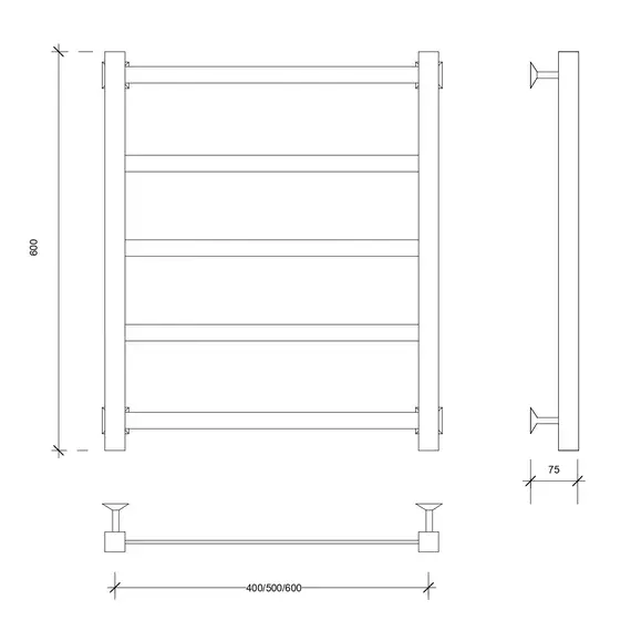 Полотенцесушитель Secado Корсико 1, водяной, ЧЕРНЫЙ МАТОВЫЙ