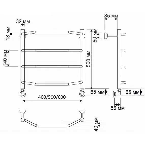 Полотенцесушитель латунный Secado Агата 1  водяной, бронза