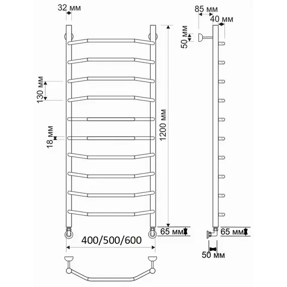 Полотенцесушитель латунный Secado Агата 1  водяной, бронза