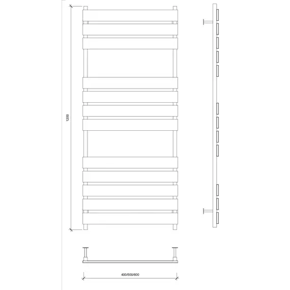 Полотенцесушитель Secado Мормано  водяной, ЧЕРНЫЙ МАТОВЫЙ