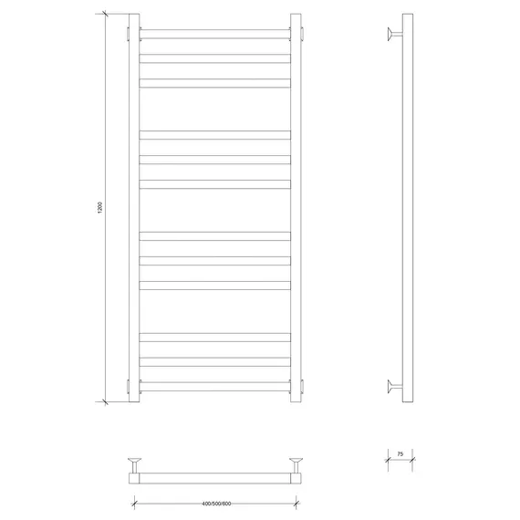 Полотенцесушитель Secado Корсико 3 водяной, ЧЕРНЫЙ МАТОВЫЙ