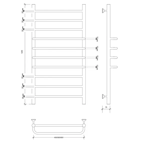 Полотенцесушитель Secado Триест, водяной, хром