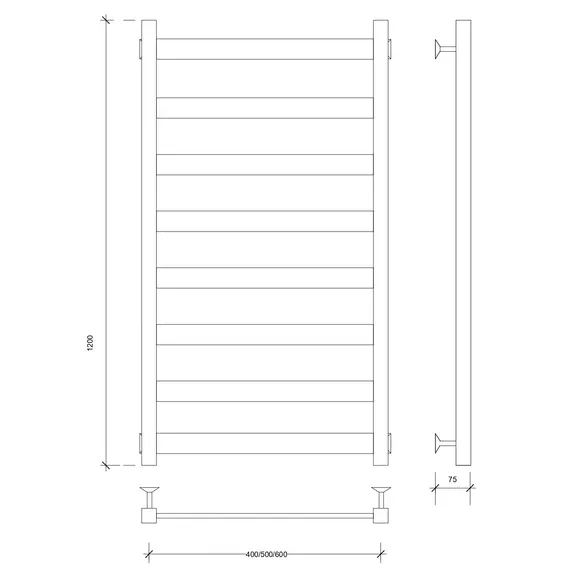 Полотенцесушитель Secado Комано 1 водяной, ЧЕРНЫЙ МАТОВЫЙ
