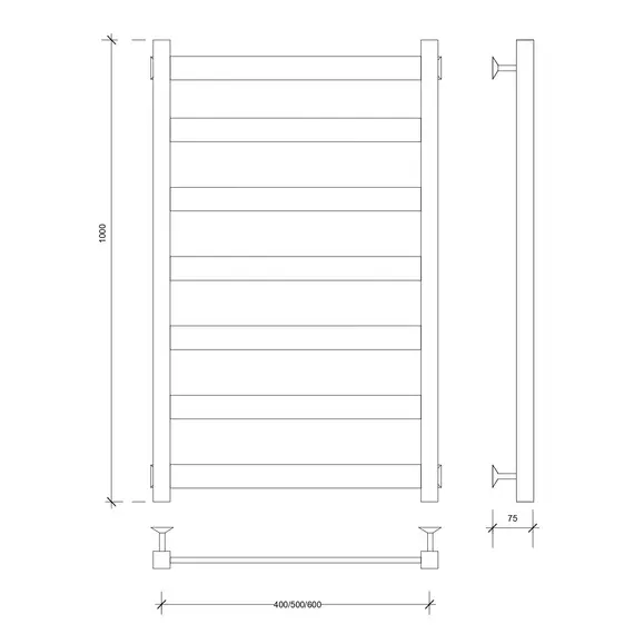 Полотенцесушитель Secado Комано 1 водяной, ЧЕРНЫЙ МАТОВЫЙ