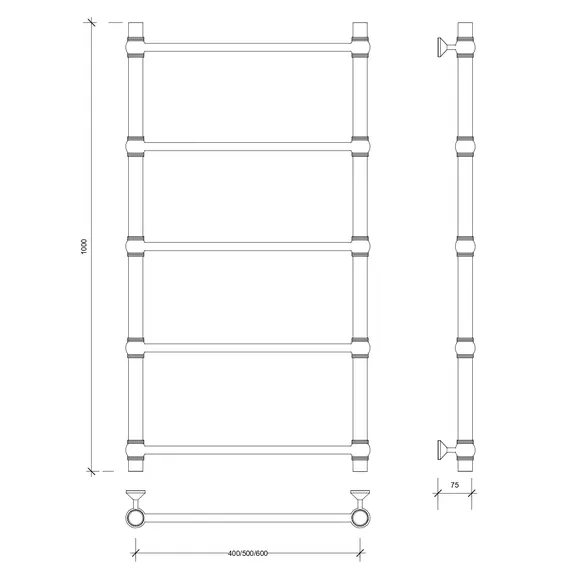 Полотенцесушитель Secado Флоренция 1 , водяной, хром