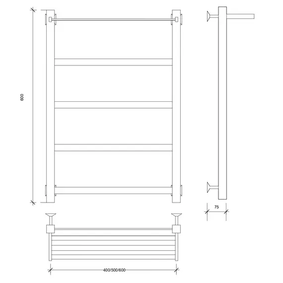 Полотенцесушитель Secado Корсико 1 СП, с полочкой , водяной, хром