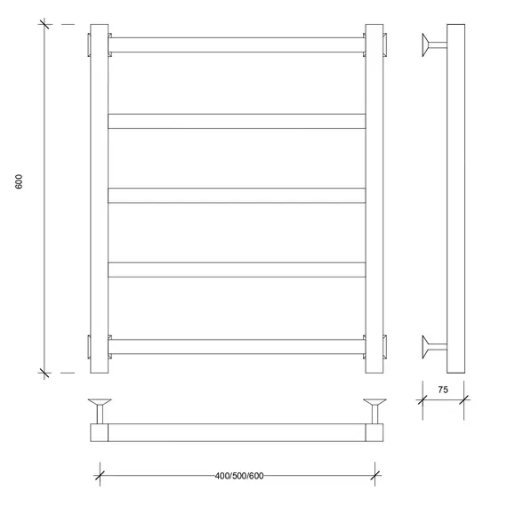 Полотенцесушитель Secado Корато 1 водяной, ЧЕРНЫЙ МАТОВЫЙ