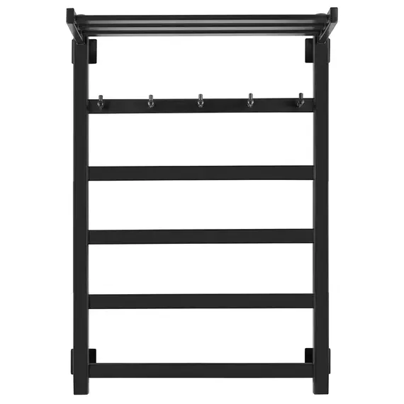 Полотенцесушитель Secado Корсико 1 КСП, с крючками и полочкой, водяной, ЧЕРНЫЙ МАТОВЫЙ